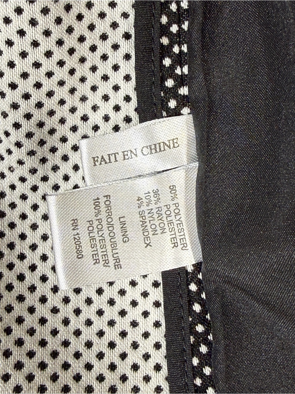 Black & White Polka Dot Open Front Blazer Jacket Ruched Sleeve Career Stretch - Picture 7 of 7